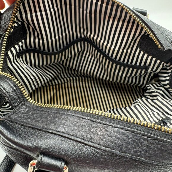 Kate Spade New York Black Textured Leather Shoulder Bag Satchel With Gold-Tone - Picture 8 of 10